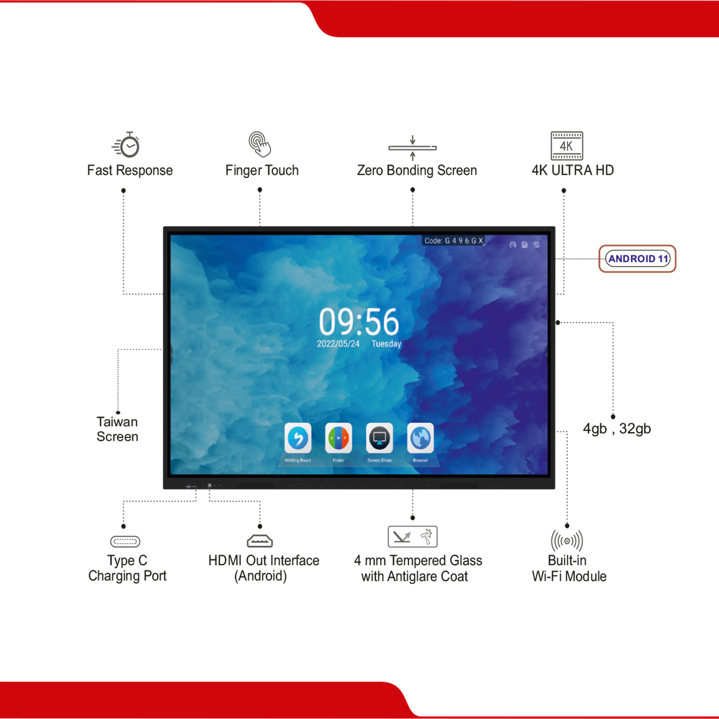 Altop Interactive Flat Panel For Education | Digital Board for Teachers/Creators/Traders